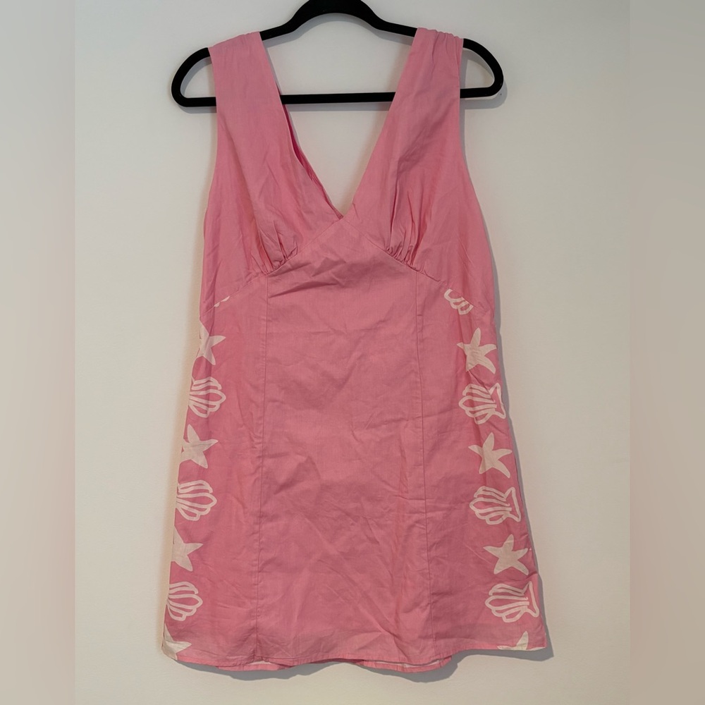 Pearl + Sea Pink Summer Mini Dress Shells Starfish Beach Vacation - Size 10 NWT - Picture 3 of 7